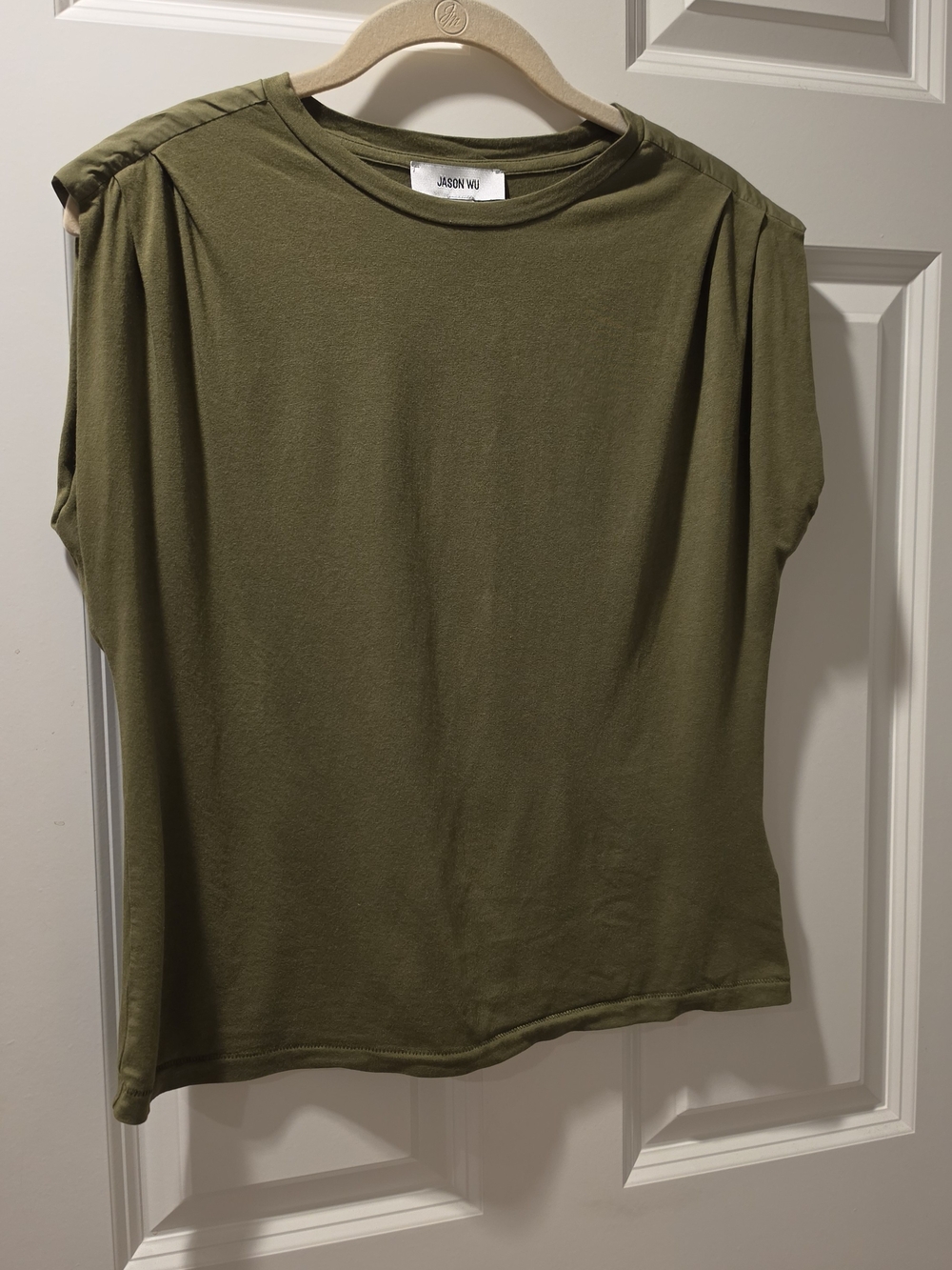 Jason Wu Olive Green Cap-Sleeve Women's Top